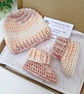 Pecan Pie Crochet Baby Hat & Booties Set - Newborn & 0-3 Months - Image 5