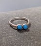 Sterling Sliver and Double Turquoise Ring 2mm Band