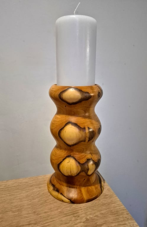 Yew wood candle holder 