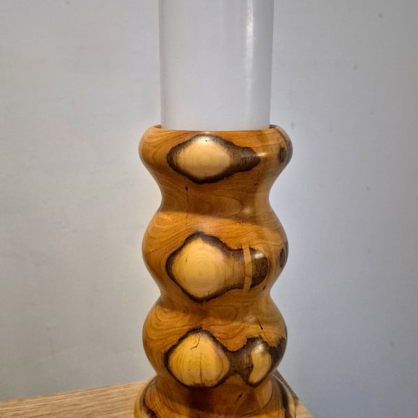 Yew wood candle holder 