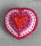 Hand Embroidered Ruby Red Heart Brooch  - Image 1