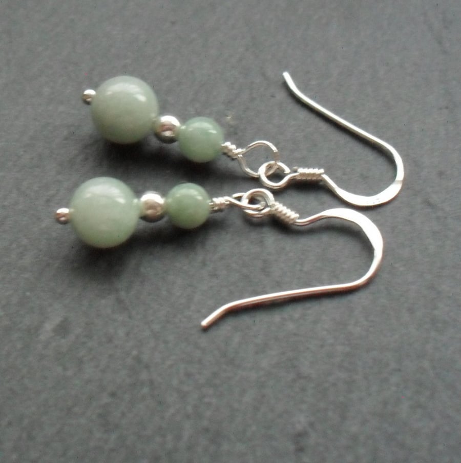 Burmese Jadeite Gemstone Sterling Silver Earrings Jade Earrings