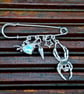 Safety Pin Brooch Badge silver charms alternative emo gothic spider heart