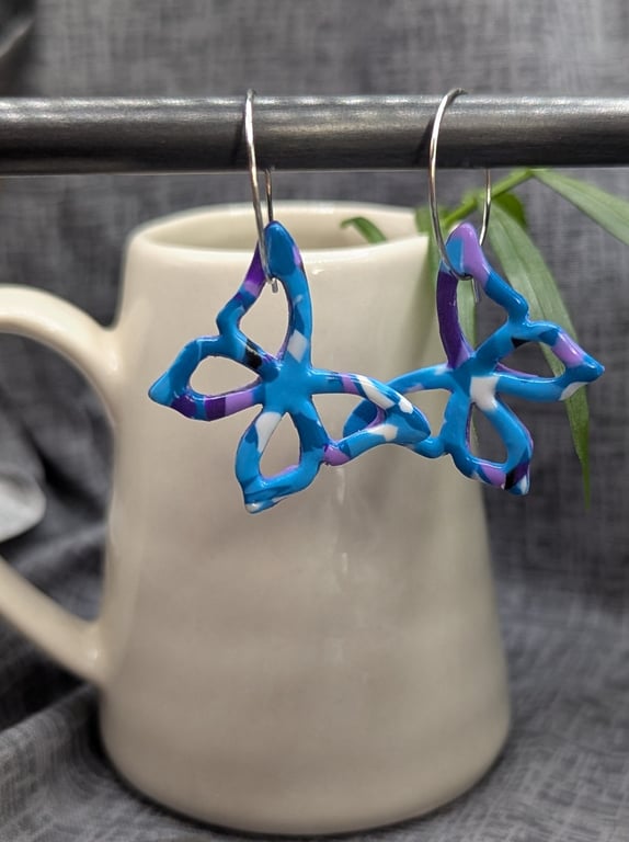 Whimsical Butterfly Hoop Earrings – Blue & Purple Variants