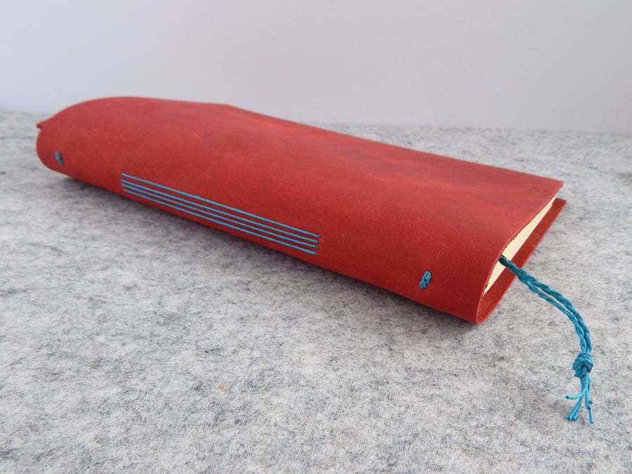 Red Leather Journal.  Pull-up calf leather, waxy matt finish. Luxury Gift Set