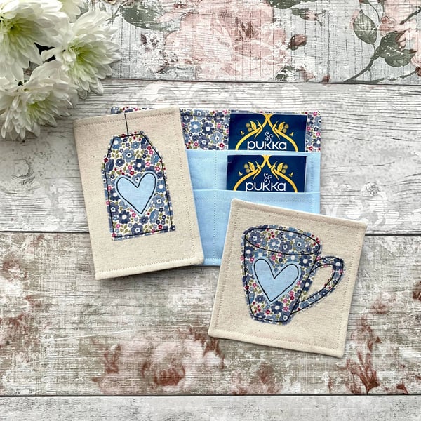 Tea bag wallet and coaster gift set