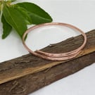Copper Bracelet Overlap Wraparound Hammered Copper Bangle 7th Anniversary Gift