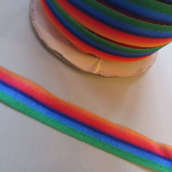 Rainbow Fold Over Elastic x 1 metre
