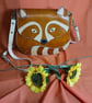 Tan Leather Raccoon Handbag Novelty Animal Shaped Shoulder Bag - Quirky Gift f