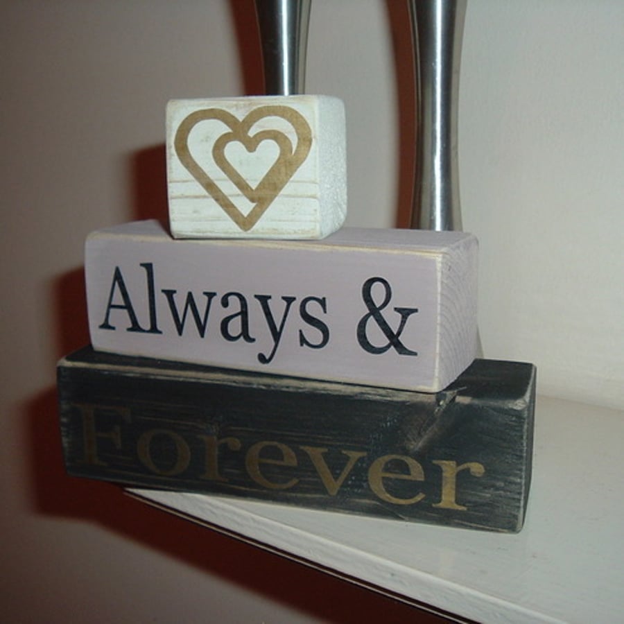 shabby chic always & forever distressed blocks