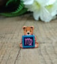 Virgo Bear Pin, Handmade Tiny Star Sign Wooden Teddy Badge