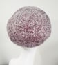 Dark Red and Grey Wool and Mohair Crochet Beret - Image 4