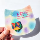 Hand-painted Cat Brooch with hand-coloured card