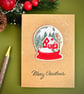 Christmas snow globe card embroidered winter cottage greeting traditional Xmas - Image 6