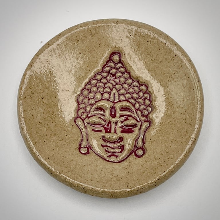 NEW! Stoneware ring dish with ruby-red Buddha design