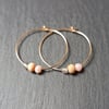 Gold Filled Hoops - Pink Opal, Labradorite, Wood