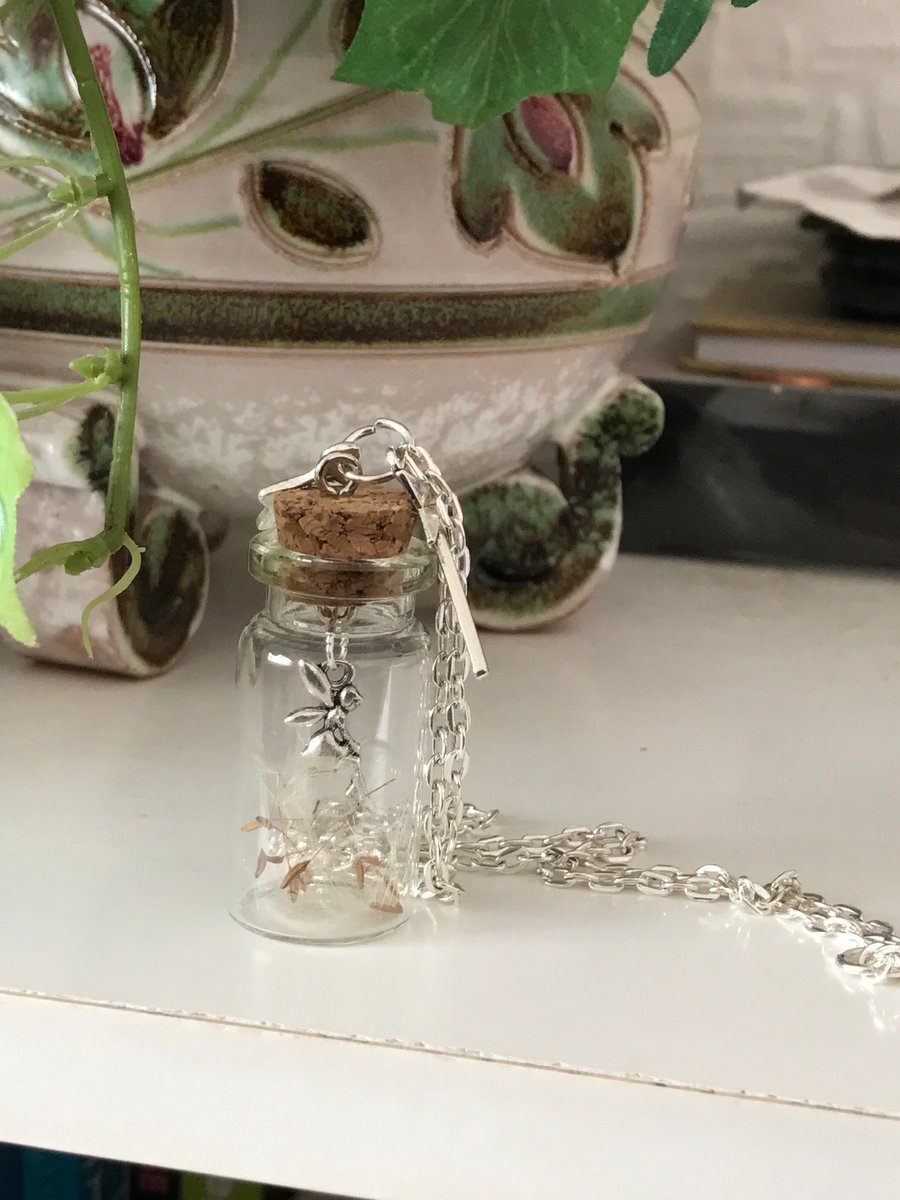 Dandelion Fairy Bottle Necklace 