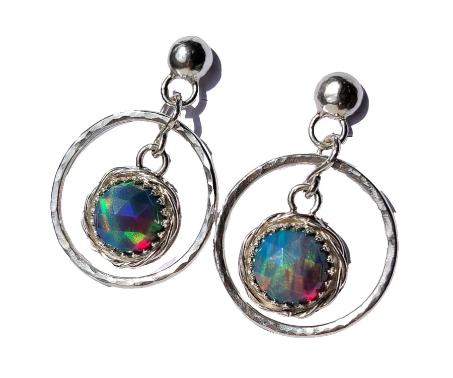 Aurora Opal Earrings Hoops Studs Sterling Silver Sustainable Jewellery Gift