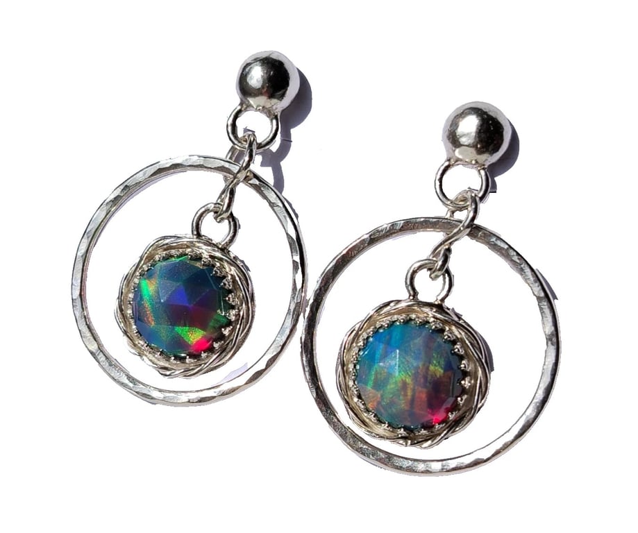Aurora Opal Earrings Hoops Studs Sterling Silver Sustainable Jewellery Gift