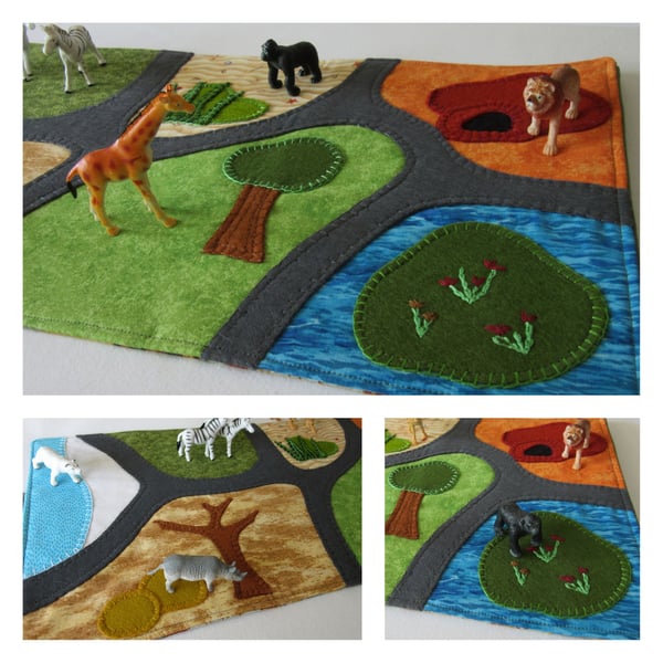 Zoo Travel Play Mat - Safari Zoo Play On The Go Play Scene UKCA