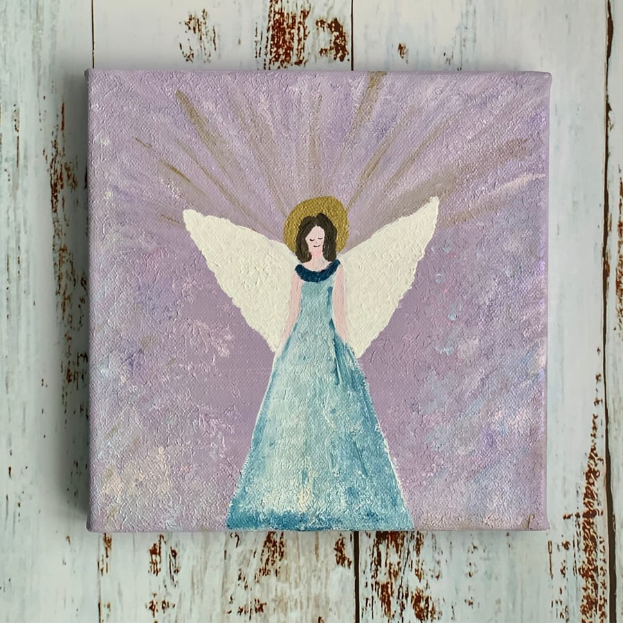 Angel of Peace, an original Painting, Acrylic on Canvas, 8" x 8", unframed