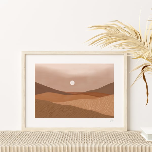 Desert Sunset Landscape Art Print