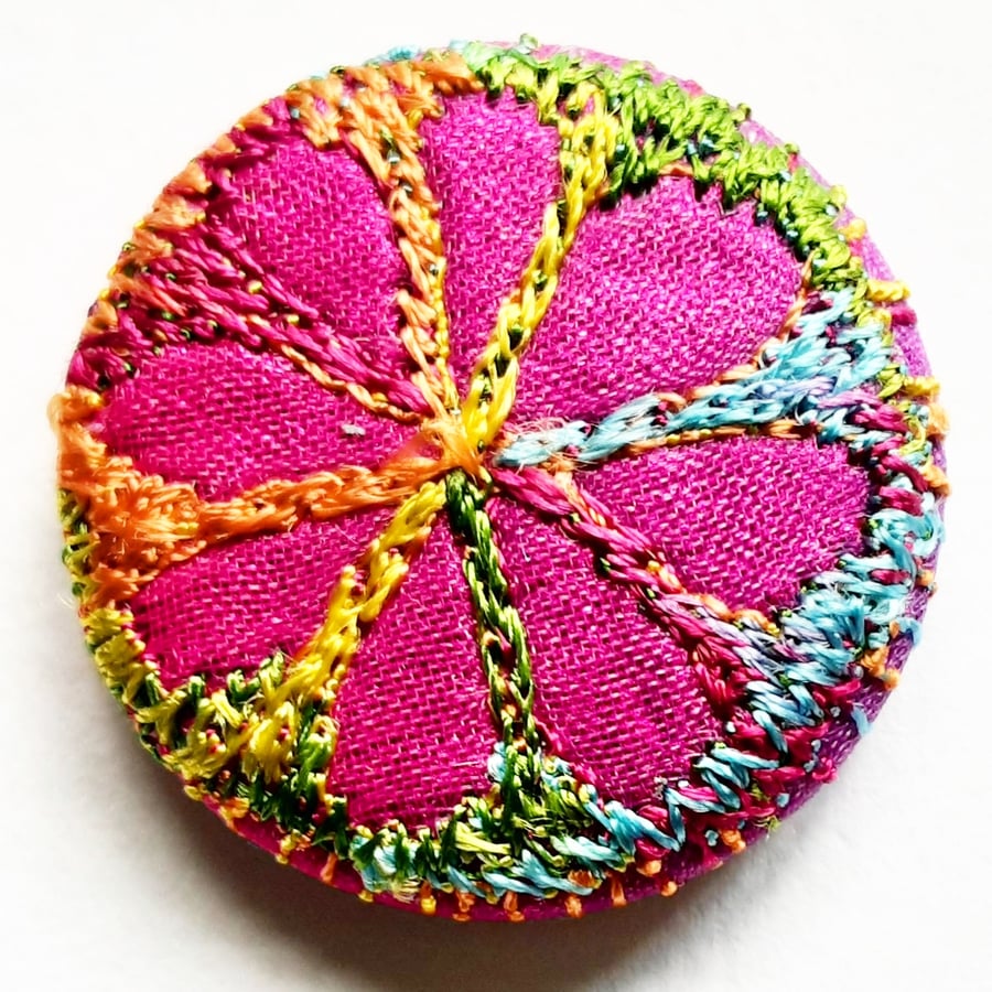 Buttons 1 inch button Hand Dyed Silks and Cottons Free Machine Embroidery Button