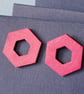 Open Hexagon Stud earrings in colourful painted wood - Image 6