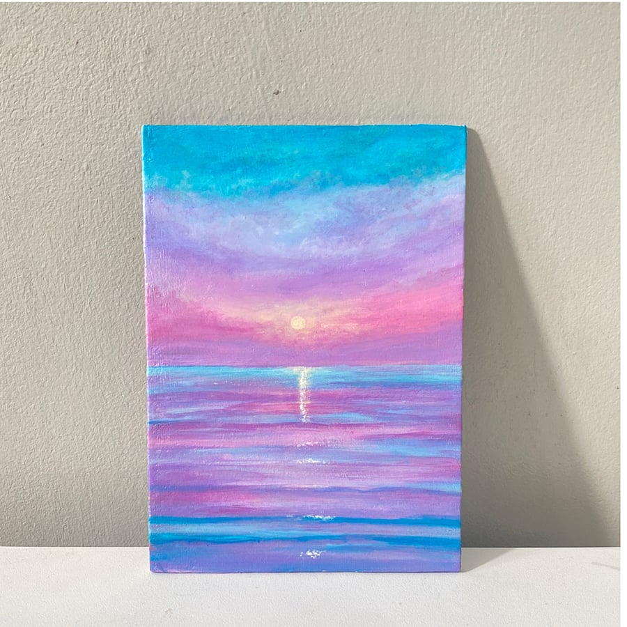 Acrylic on canvas painting seascape  sunset