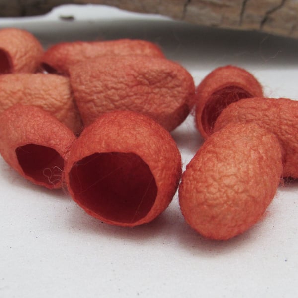 10 Madder Orange Naturally Dyed Silk Cocoons