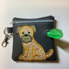 Embroidered Border Terrier faux leather dog poo bag ,dog walking,