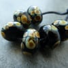 black raku lampwork glass beads