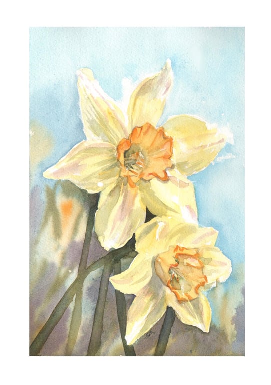 Daffodil Painting, Daffodils, Floral Art, Flowers, Original Art, Watercolours