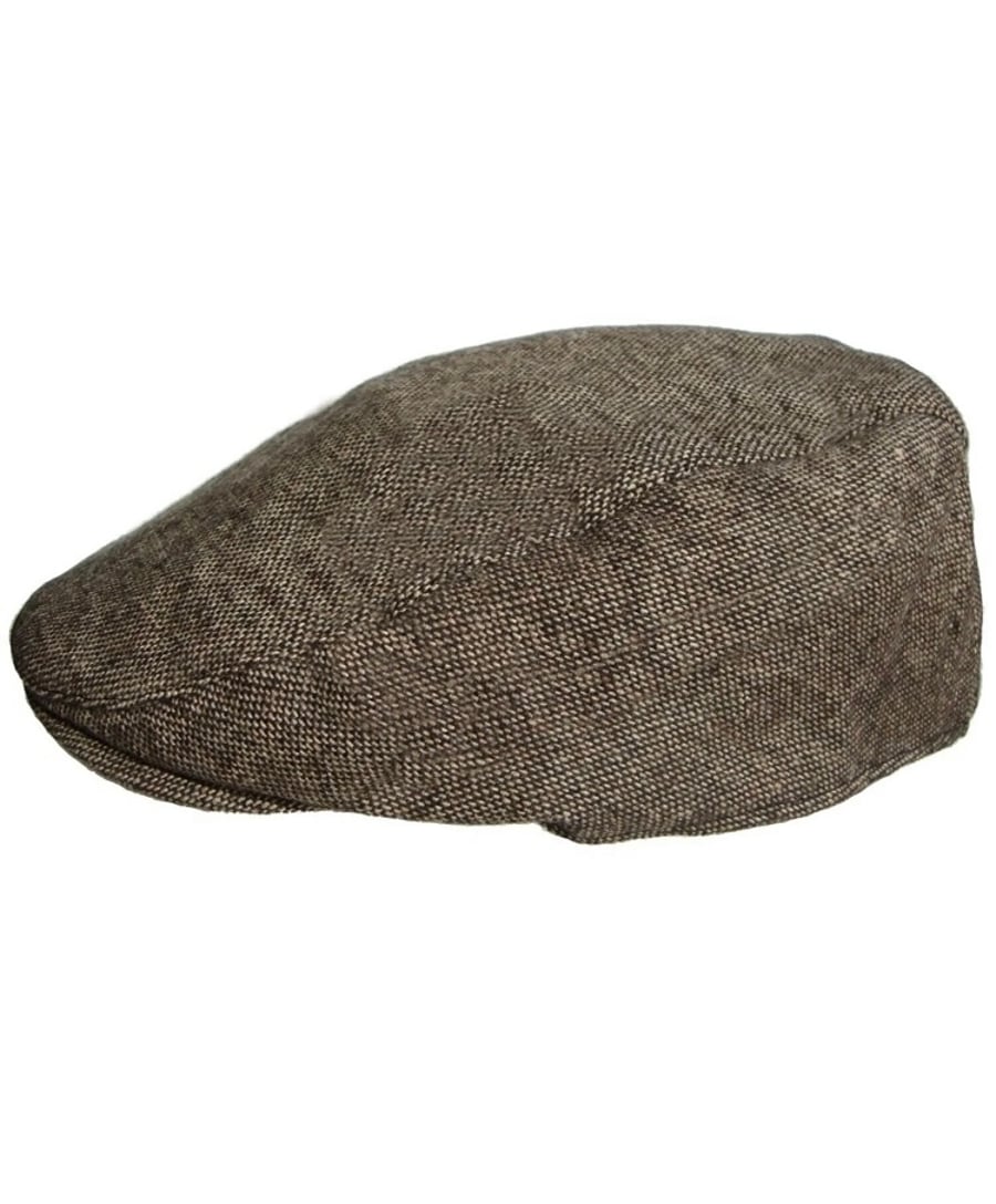 Men’s brown herringbone flat cap