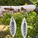 Sterling Silver Endless Hoop Earrings with Glazed Porcelain Leaf Designs