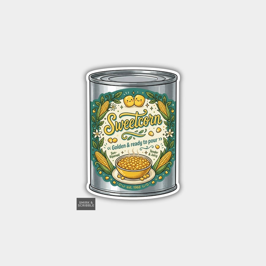 Grocery Food Tin Vinyl Sticker For Adults - Sweetcorn