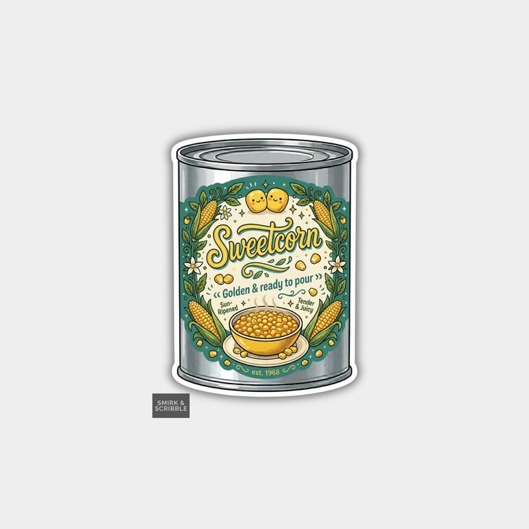 Grocery Food Tin Vinyl Sticker For Adults - Sweetcorn