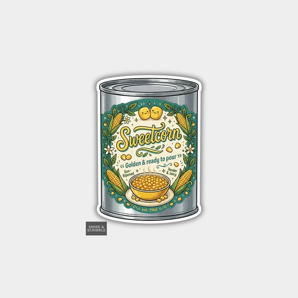 Grocery Food Tin Vinyl Sticker For Adults - Sweetcorn