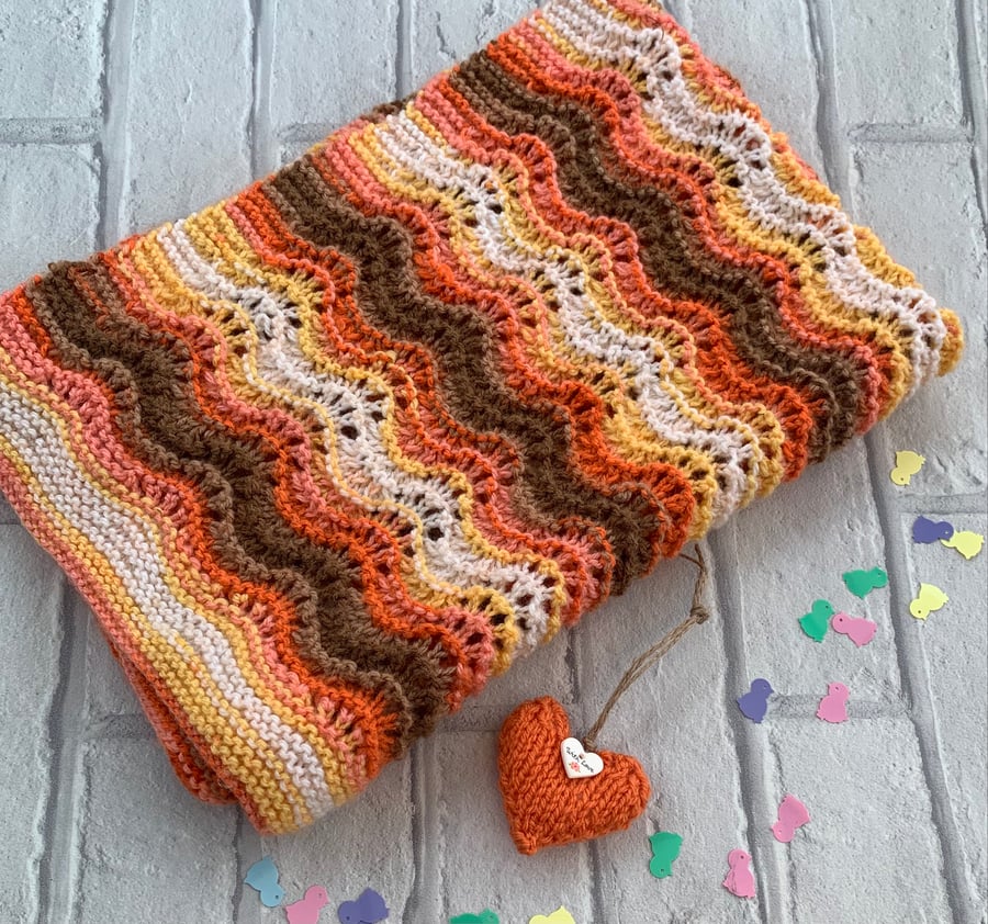 Hand knitted baby blanket, pram cover 