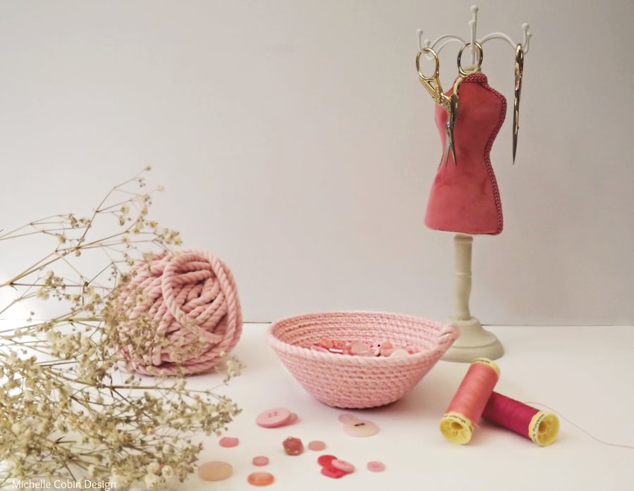 Pink Macrame Rope Bowl