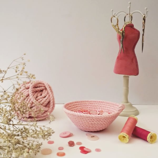 Pink Macrame Rope Bowl