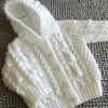 16" White Baby Aran Jacket with Hood