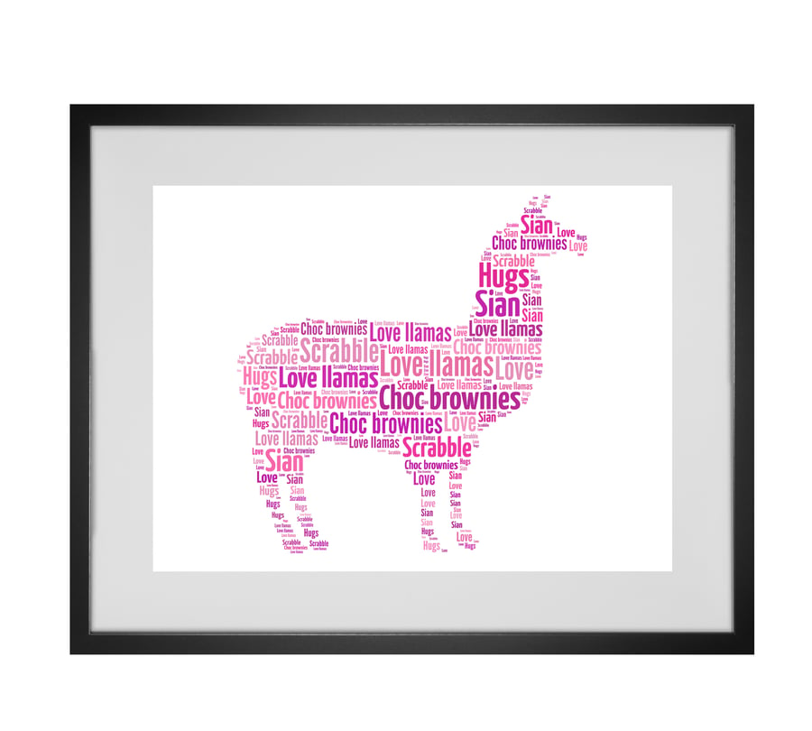 Personalised Llama Design Word Art Gifts 