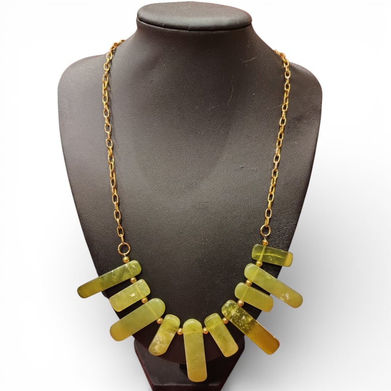 Gold plated Serpentine Statement necklace