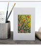 A small mounted painting - collectible - wildflowers and grasses