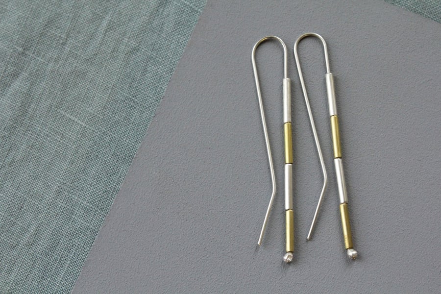 Silver earrings, Brass earrings, Minimal jewellery, silver jewellery