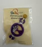 Handmade Dorset Button Shawl Pin - Lilac Silver & White Wooden Scarf Stick - Image 3