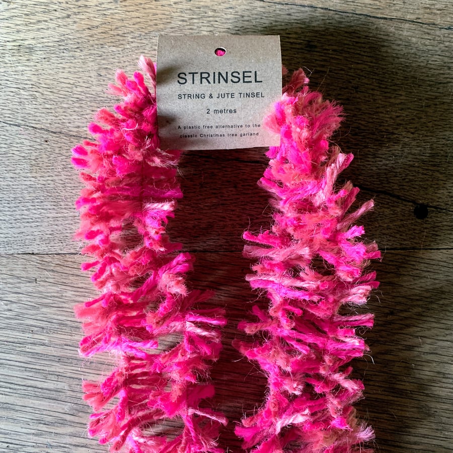 STRINSEL - BRIGHT PINK plastic free jute tinsel