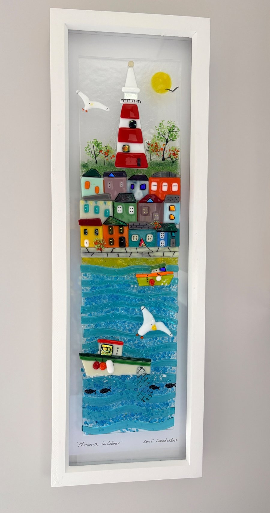 Vibrant coastal art in fused glass