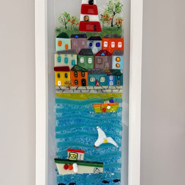 Vibrant coastal art in fused glass